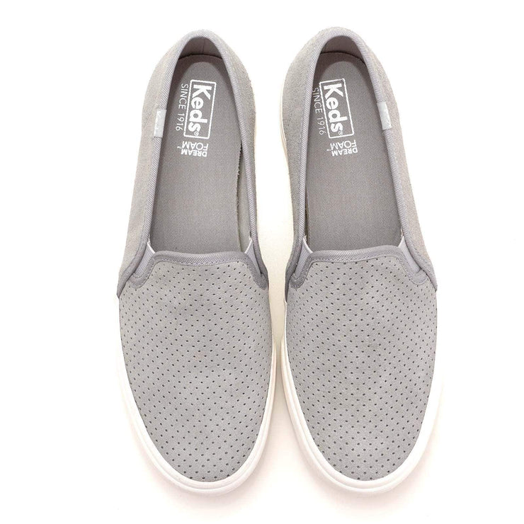 Keds Double Decker Shoes Suede Leather Grey Slip-ons Trainers - Quality Brands Outlet