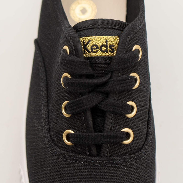 Keds Shoes Triple Black Organic Cotton Platform Trainers - Quality Brands Outlet