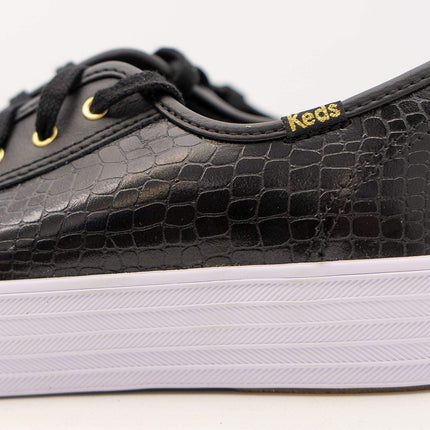 Keds Shoes Triple Kick Croc Leather Black Trainers - Quality Brands Outlet