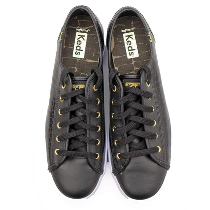Keds Shoes Triple Kick Croc Leather Black Trainers - Quality Brands Outlet