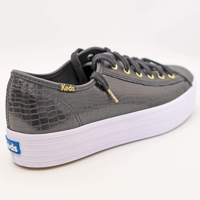 Keds Shoes Triple Kick Croc Leather Black Trainers-Quality Brands Outlet-