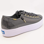 Keds Shoes Triple Kick Croc Leather Black Trainers - Quality Brands Outlet