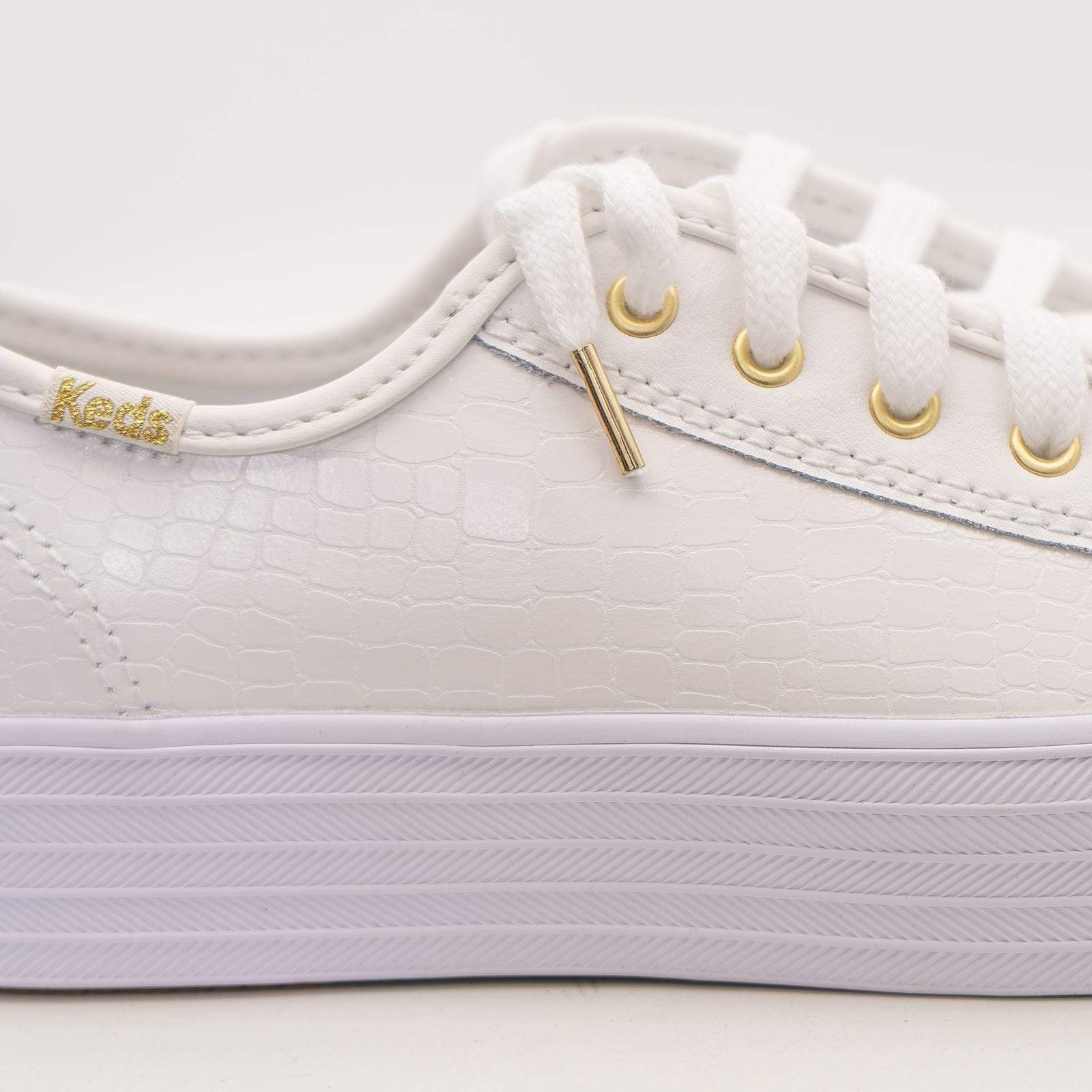 Keds Women Shoes Triple Kick Croc Leather White Trainers – Quality