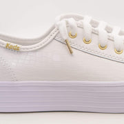 Keds Shoes Triple Kick Croc Leather White Trainers - Quality Brands Outlet