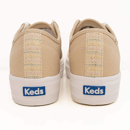 Keds Shoes Triple Kick Gold Metallic Canvas Trainers - Quality Brands Outlet