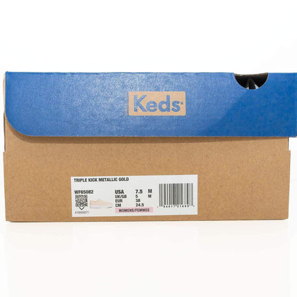 Keds Shoes Triple Kick Gold Metallic Canvas Trainers - Quality Brands Outlet