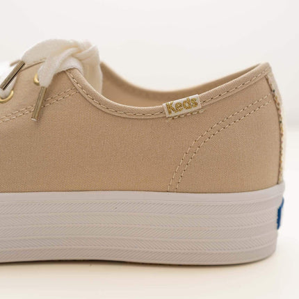 Keds Shoes Triple Kick Gold Metallic Canvas Trainers - Quality Brands Outlet