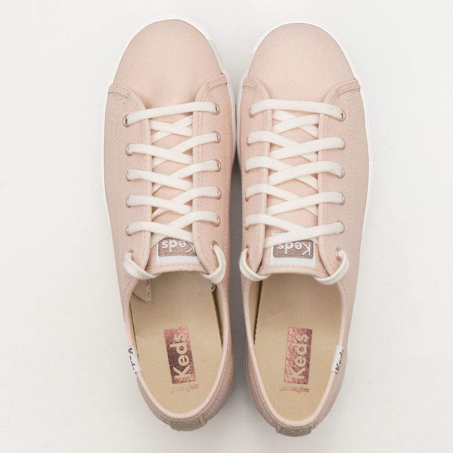 Keds Shoes Triple Kick Rose Gold Metallic Canvas Trainers-Quality Brands Outlet-