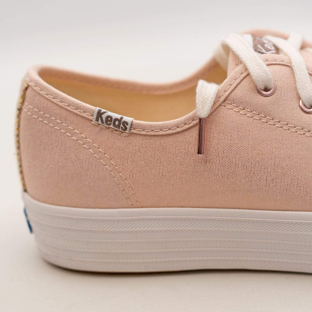 Keds Women Shoes Triple Kick Rose Gold Metallic Canvas Trainers Quality Brands Outlet