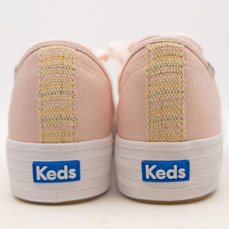 Keds Women Shoes Triple Kick Rose Gold Metallic Canvas Trainers Quality Brands Outlet