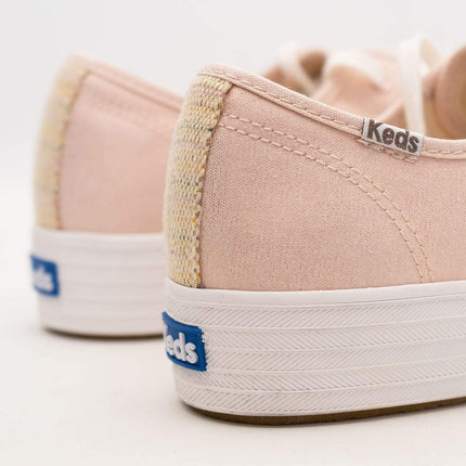 Keds Shoes Triple Kick Rose Gold Metallic Canvas Trainers - Quality Brands Outlet