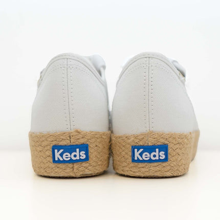 Keds Shoes Triple Kick White Jute Canvas Trainers-Quality Brands Outlet-