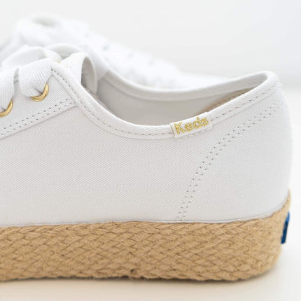 Keds Shoes Triple Kick White Jute Canvas Trainers-Quality Brands Outlet-