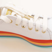 Keds Shoes Triple Up Rainbow Leather White Trainers - Quality Brands Outlet