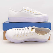 Keds Shoes Triple Kick Croc Leather White Trainers - Quality Brands Outlet