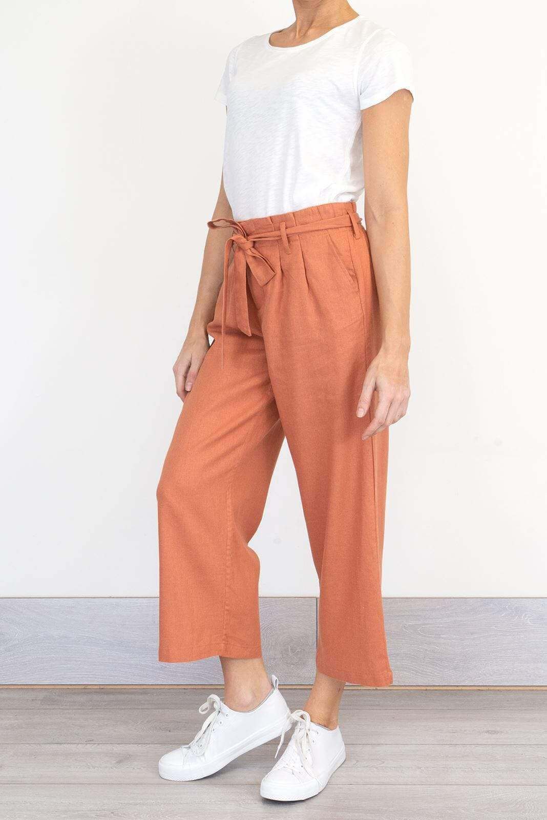 Brooke Amber Crop Wide Leg Culottes Loose Linen Trousers Quality Brands Outlet