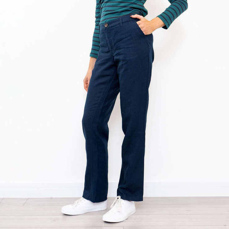 FatFace Trousers Navy / 8 FatFace Perfect Linen Trouser in 3 Colours