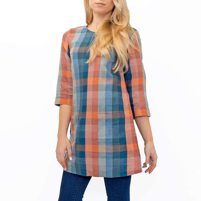 Seasalt Glowing Skies Check Tunic Pocket Lightweight Linen Blend Summer Longline Tops-Quality Brands Outlet-