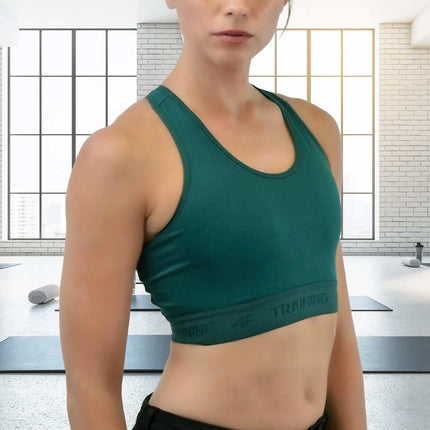 4F-Size-M-Green-Training-Semi-Padded-Sports-Bra-Medium-Impact