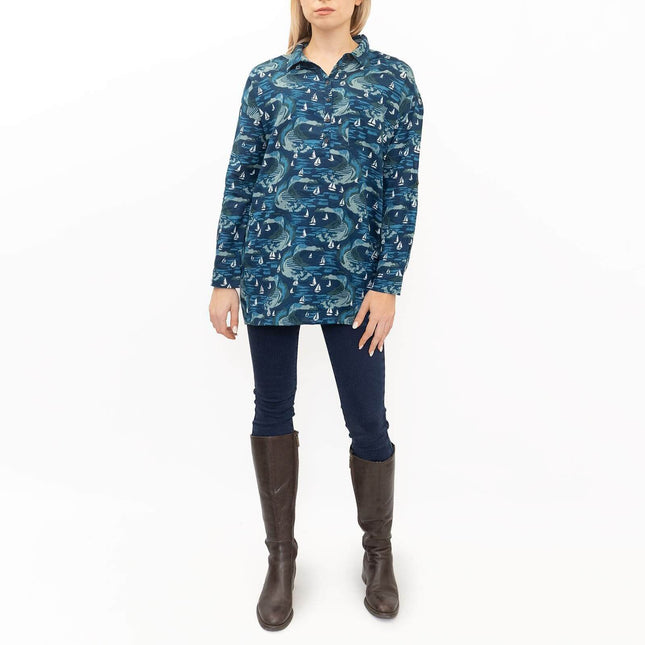 Seasalt Polpeor Navy Long Sleeve Longline Shirts-Quality Brands Outlet-