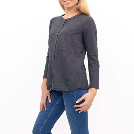 White Stuff Grey Marl Long Sleeve Pocket Top-Quality Brands Outlet-