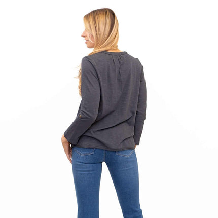 White Stuff Grey Marl Long Sleeve Pocket Top-Quality Brands Outlet-