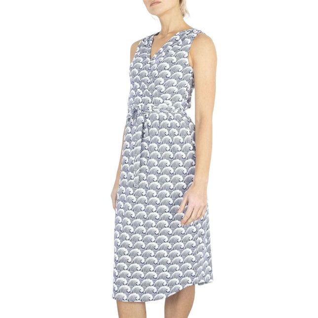 White Stuff Waves Print Cross Wrap Sleeveless Short Dresses-Quality Brands Outlet-
