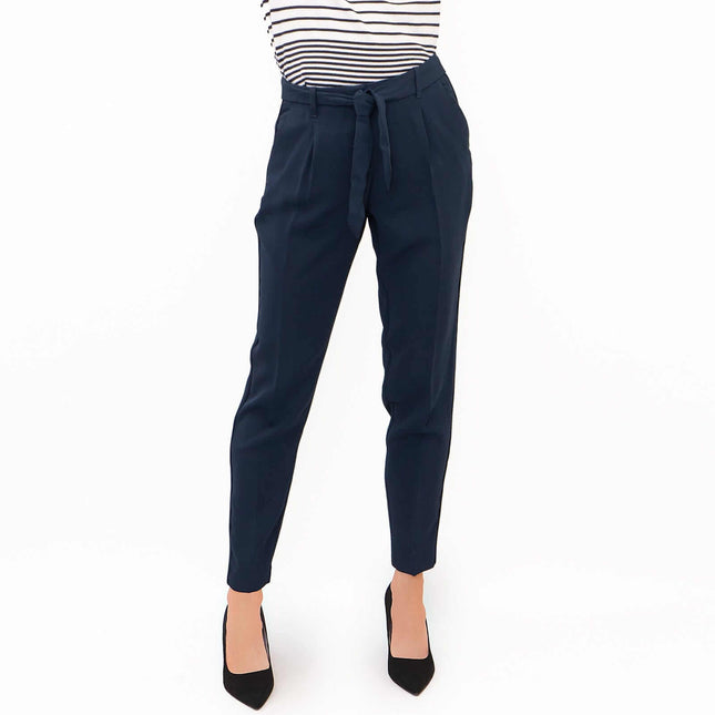Next Navy Tapered Crop Smart Casual Trousers-Quality Brands Outlet-