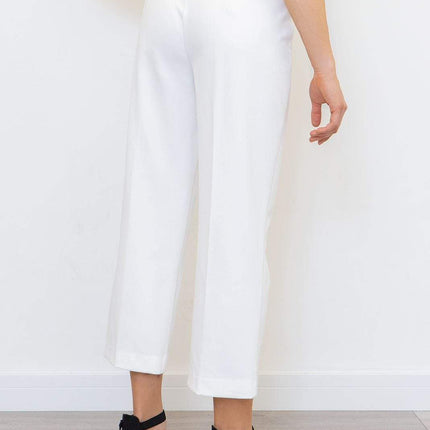 Next Ivory White Crop Belted Wide Leg Tailored Smart Trousers-Quality Brands Outlet-