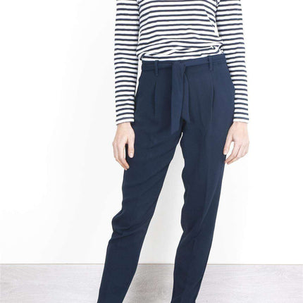 Next Navy Tapered Crop Smart Casual Trousers-Quality Brands Outlet-
