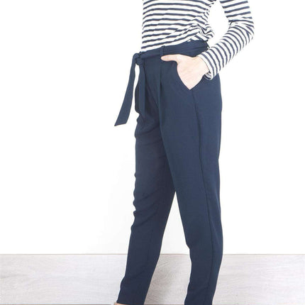 Next Navy Tapered Crop Smart Casual Trousers-Quality Brands Outlet-