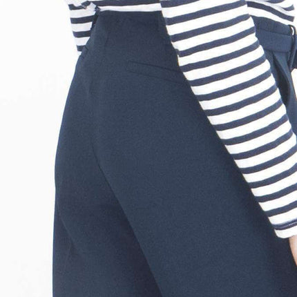 Next Navy Tapered Crop Smart Casual Trousers-Quality Brands Outlet-
