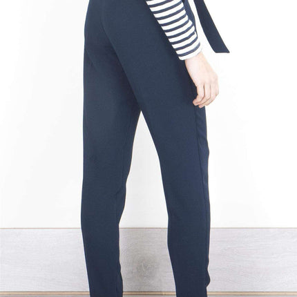 Next Navy Tapered Crop Smart Casual Trousers-Quality Brands Outlet-