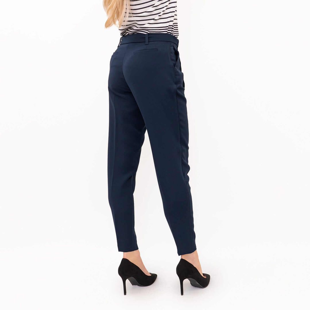 Next Women Navy Tapered Crop Relaxed Trousers Quality Brands Outlet